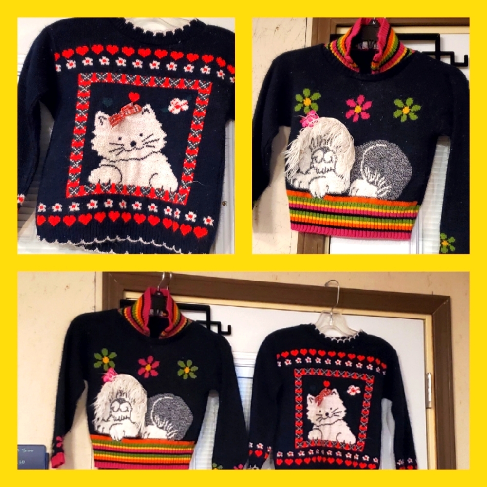 *Vntg* HEARTWORKS 6 navy sweater combo